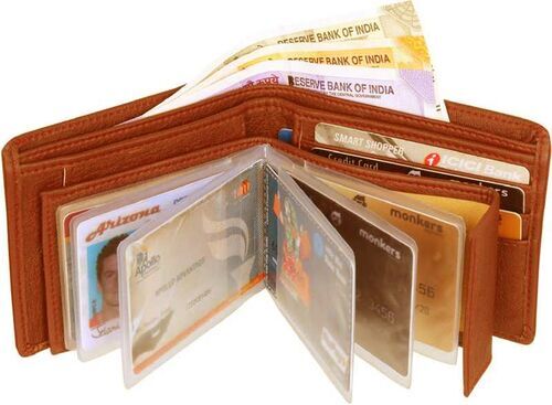 Mens Brown Leather Wallet - Polished Finish, Durable and Comfortable Design | Attractive Style with Card Slot, Foldable Closure