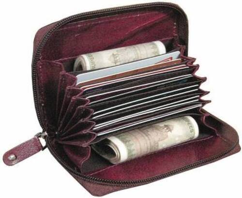 Mens Zipper Leather Wallet - Leather, Standard Size, Brown Color | Attractive Design, Durable and Comfortable, Polished Finish