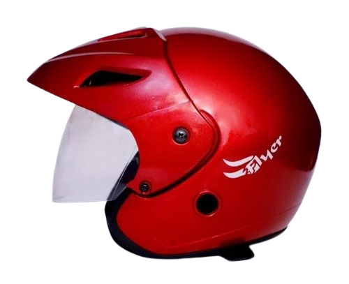 Open Face Bike Helmet - Durable Plastic, Medium Size, Vibrant Red, Fine Finished, Printed Design | Ideal for Riding Safety, 1 Year Warranty