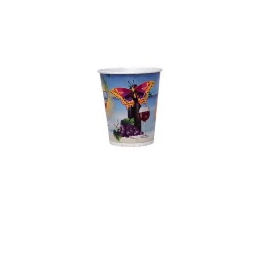 Printed Paper Juice Cup - 220ml, 220 GSM, Multicolor Disposable Design for Parties & Events