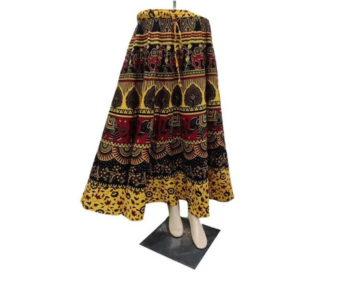 Bagru Printed Cotton Skirt - 130 GSM, All Sizes | Multicolor, Skin Friendly, Casual Wear for Ladies, Summer Fashion, Washable