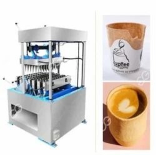 Biscuit Tea Cup Making Machine - Stainless Steel, Manual Operation, Three Phase Power Source | Warranty Included, Silver Finish