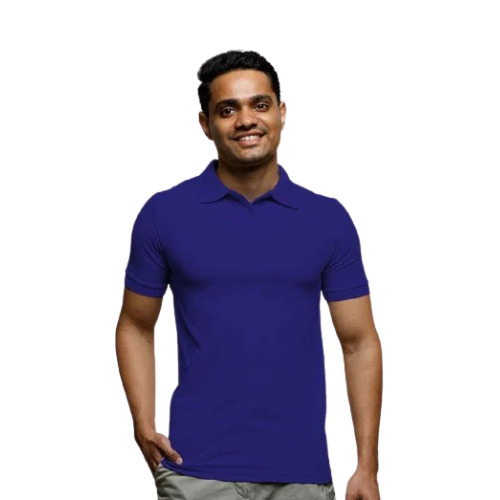 Cotton Men's Polo T-Shirt - Size M, Classic Blue Color | Half Sleeve, Soft Breathable Fabric, Ideal for Casual and Semi-Formal Wear