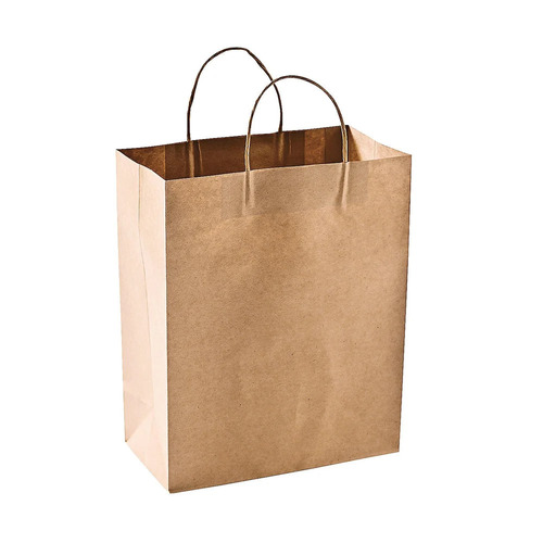 Brown Kraft Paper Shopping Bags - 100 GSM, Twisted Paper Handle , Eco-Friendly, Customizable, Biodegradable, Disposable, Recyclable, Plain Design