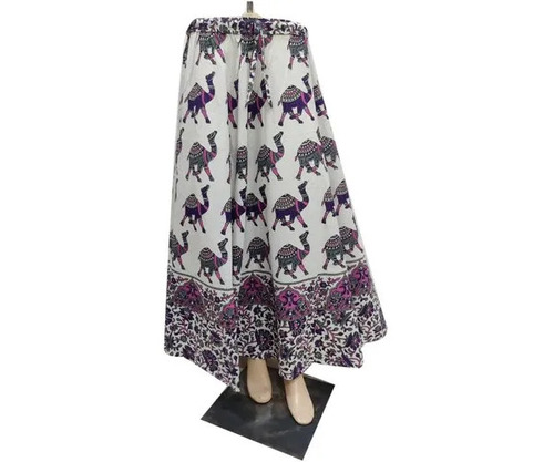 Camel Printed Cotton Skirt - 160 GSM, Skin-Friendly Fabric, Summer Casual Wear | Printed Design in White, Black, Gray for All Sizes Ladies