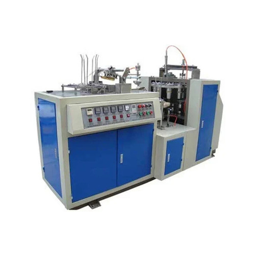 Disposable Paper Glass Making Machine - Mild Steel, 300 ml Glass Size, 5 KW Power | Automatic Grade, 5000 Pieces/hr Production Capacity, Blue Color, 1 Year Warranty