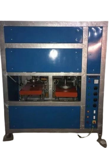 Double Die Semi-Automatic Paper Plate Making Machine - Mild Steel, 4 Inch Size, Blue | Produces 2500 Plates/Day, Dual Die Technology, Standard Cutting Size