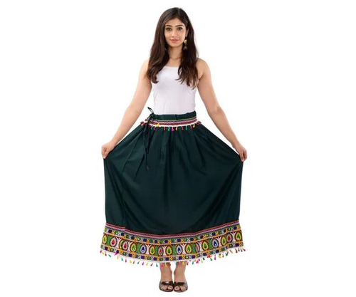 Embroidered Border Skirt - 140 GSM Cotton, Washable, Skin Friendly | Ladies Printed Design, Dark Brown Color, Perfect for Summer Party Wear