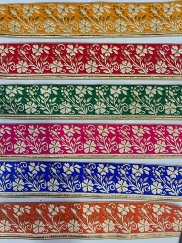 Fancy Velvet Zari Lace - 2 Inch Width, Golden Color | Customized Design, Good Quality, Printed Pattern