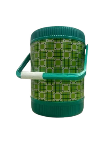 Green Plastic Lunch Box - Printed Design, 4 Compartments, Durable Construction | Fine Finished, Stainless Steel Inner, Customized Size, Warm Food Feature