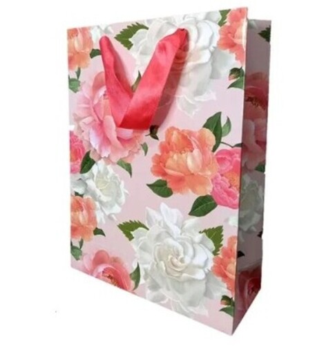 Handmade Ivory Paper Gift Bag - Size: 30 x 22 x 8 cm, Capacity: 2 kg, GSM: 200 | Ideal for Weddings, Anniversaries, Birthdays, Customizable Patterns