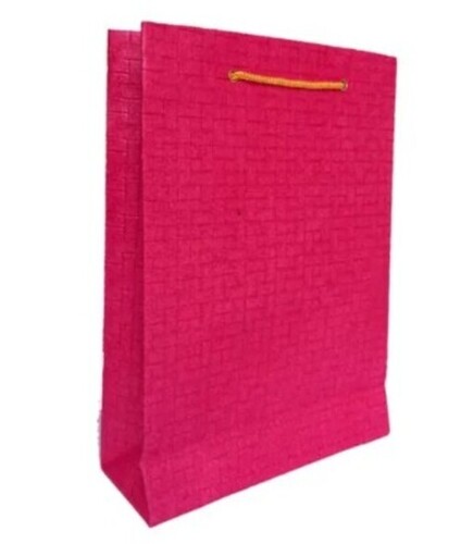 Handmade Pink Paper Bag - 300 GSM, 30x22x8 cm Size | Customized Designs, Rope Handle, Perfect for Birthday Gifting
