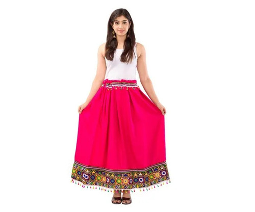 Ladies Stitched Multicolor Cotton Skirt - 140 GSM, Embroidered Pattern, Skin Friendly Fabric, All Size, Summer Party Wear