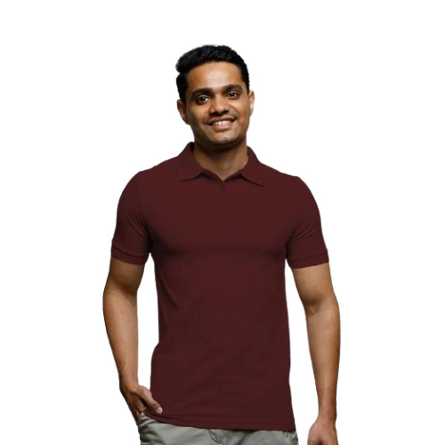 Maroon Mens Polo T Shirt - Cotton XL Size Half Sleeve Regular Fit 220 GSM | Vibrant Color Casual Wear Polo Neck Machine Washable