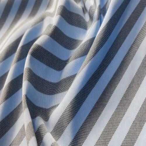 Polyester Spandex Fabric - Multicolour Check/Stripes Design | Dyeable, Waterproof, All-Season Use