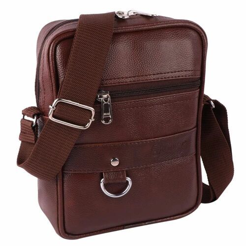 Sling Bag - Leather, Standard Size, Brown Color | Lightweight, Easy to Carry, Moisture Resistant, Zipper Closure, Customized Design