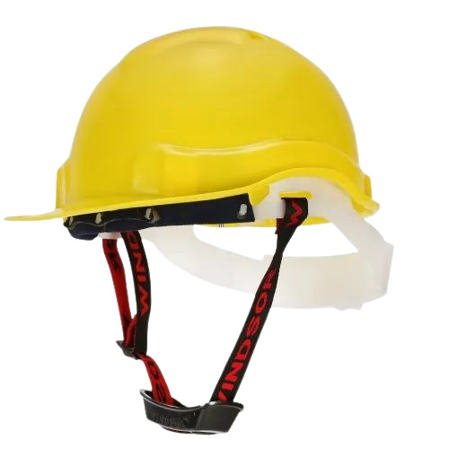 Yellow Safety Helmet - HDPE, LDPE, Acrylic Material | Very Good Quality, Fine Finished, Durable, Adult Size, Reusable for Multiple Use