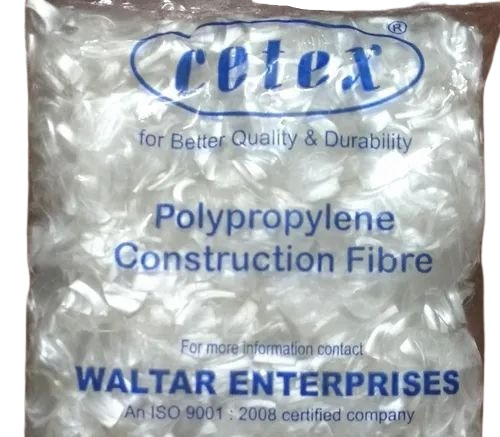 12mm Polypropylene Fibers - Chemically Treated, Eco-Friendly, Alkali Resistant, White | For Floors, Roads, Slabs, Load Bearing Structures