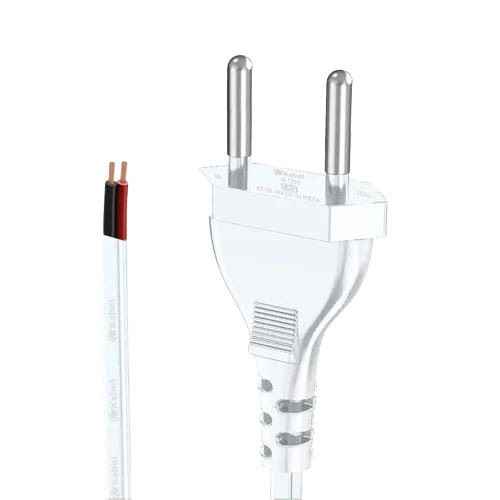 2 Core Power Cable - PVC, 1.5 Meters | Durable Flat Design with Solid Copper Conductors, White Jacket, 1 Year Warranty
