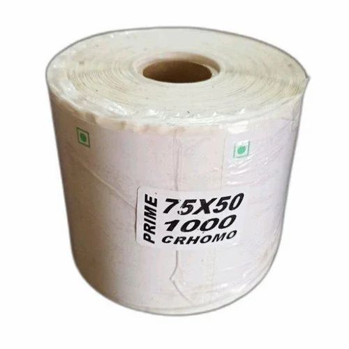 White Chromo Barcode Labels - 75x50mm, 80 GSM Roll of 1000 | Ideal for Barcode Scanners, Medium Size, Plain Pattern