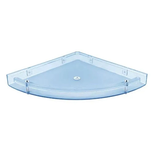 8 Inch Acrylic Corner Shelf - 8" Triangle Shape, Glossy Blue Finish | Wall Mounted for Bathroom Use, Box Packaging