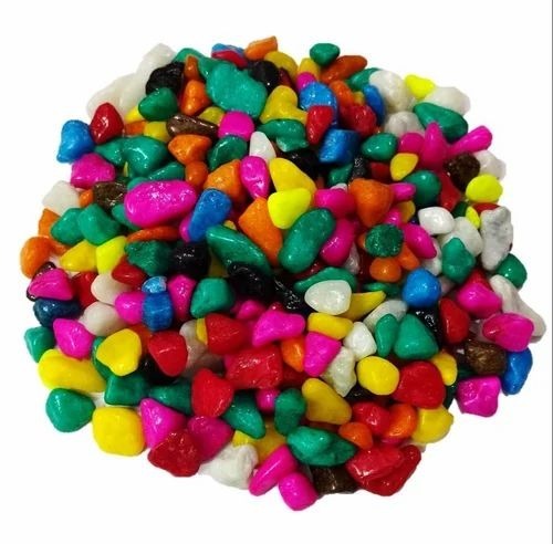Colour Pebble Stone - 0.5-40mm Size Multicolor | 50 Kg PP Bag Packaging Ideal for Gardening and Landscaping Applications
