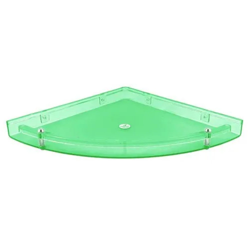 Green Acrylic Corner Shelf - Triangle 10" Size | Glossy Green Finish, Wall Mounted, Ideal for Bathroom Applications