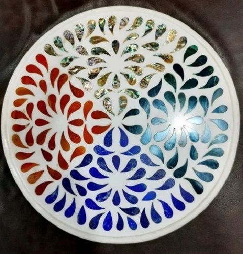Marble Coffee Table Top - Customizable Round Design, Elegant White Finish | High Quality Indoor Use, Antique Imitation Style, Ideal for Dining and Living Spaces