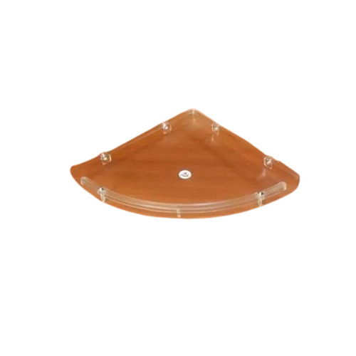 Triangle Acrylic Corner Shelf - Acrylic Material, Triangle Shape, Brown Color | Wall Mounted Design, Glossy Finish For Bathroom Organization
