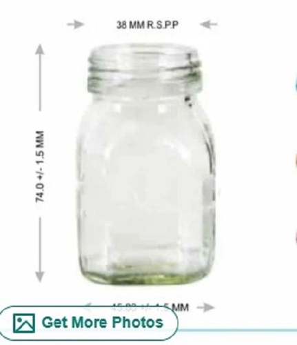 100 Gm Square Honey Glass Jars - Glass Material, 100 Gm Size, Transparent Color | Lightweight Design, Plain Pattern, Timely Delivery