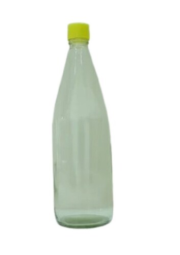 1000ml Ketchup Round Glass Bottle - Glass Material 1000ml Size Transparent Color | Yellow Lid Plain Pattern Pocket Friendly Rates