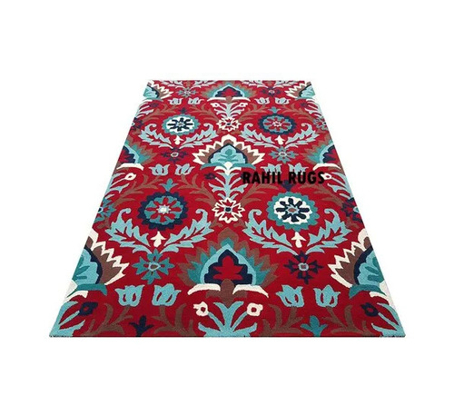 4x6 Feet Printed Woolen Floor Carpet - Woolen Material, Rectangle Shape, Multicolor Design | Anti-bacteria, Stain Resistant, Customized Colors & Sizes