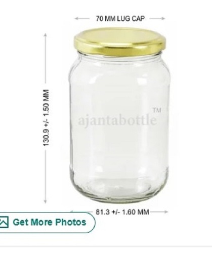 500 Gm Pickle Glass Jar - Glass Material, 500 gm Size, Transparent Color | Lightweight, Quality Tested, Industrial Beverage Use
