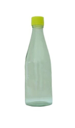 500 Ml Ketchup Glass Bottle - Glass, 500 Ml, Transparent, Yellow Leak Resistant Lid, Lightweight Design, Plain Pattern