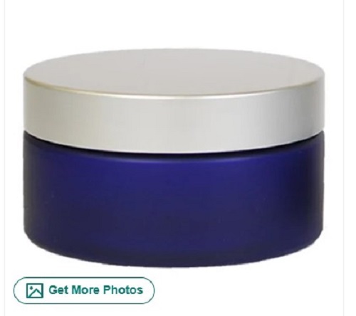 Blue Glass Jar With Silver Cap