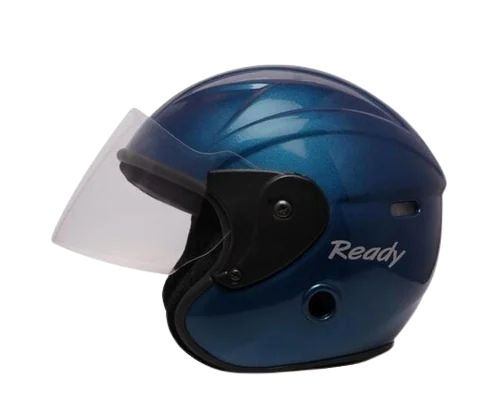 Blue Open Face Helmet - Durable Plastic, Medium Size, Fine Finished | 1 Year Warranty, Ideal for Bike Riding