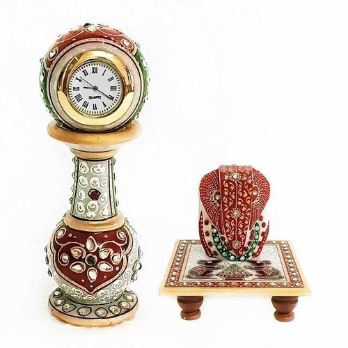 Handicraft Marble Table Clock Gifting Set