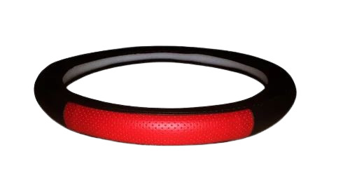 Rexine Car Steering Cover - Rexine Material, Customized Size, Black & Red Color, Round Shape, Fine Finished | Designed For Four Wheeler Usage