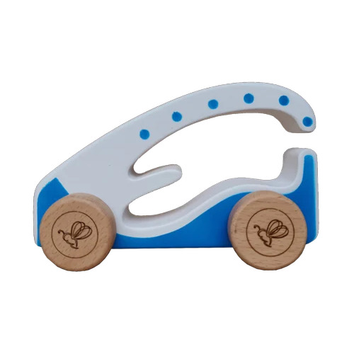 TinyBee Wooden Wheel Car Toy - 4x3 Inch Eco-Friendly Design with Smooth Edges Safe Play for Kids Age 0-3