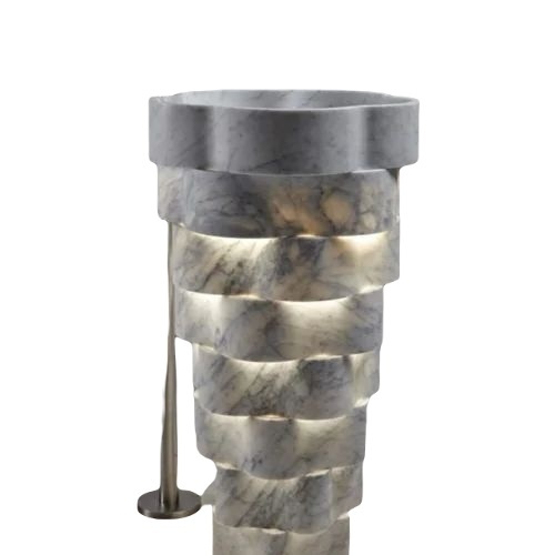 Zig Zag Lighting Pedestal Marble Wash Basin