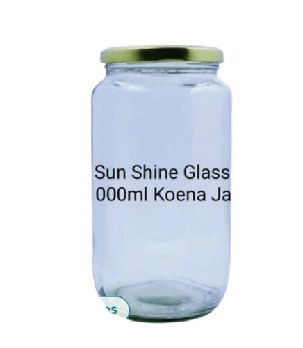 1000 Ml Koena Glass Jar - Glass Material, 1000 ml Size, Transparent Color | Made with Crack Resistant Material, Plain Pattern