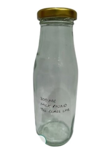 300ml Glass Milk Bottle - Glass Material, 300ml Size, Transparent Color | Leak Resistance, Crack Resistance, Quality Tested
