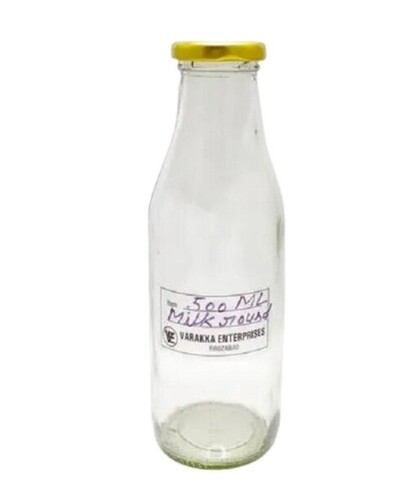 500ml Milk Round Glass Bottle - Glass Material 500ml Size Transparent Color | Leak Resistant Crack Resistant Lightweight Design