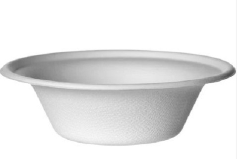 Biodegradable Disposable Bowls - Round, Standard Size, White Color | Leak Resistant, Soft Texture, Plain Pattern