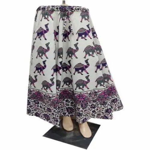 Camel Printed Cotton Skirt - 160 GSM, Free Size, Multicolor Design | Casual Wear, Attractive Embroidered Pattern, Washable Fabric