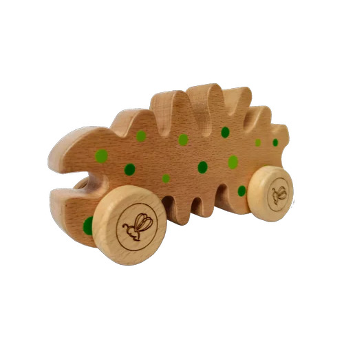 Caterpillar Wooden Toy Car - Wood Material, Brown Color | Smooth Rolling Wheels, Non-Toxic Paint Finish, Promotes Imaginative Play & Motor Skills