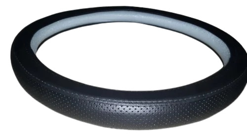 Cruiser Car Steering Cover - Rexine, Customized Size, Black, Fine Finished | Designed For Four Wheelers, Plain Round Shape