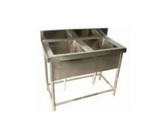 Double Sink Unit - Rectangular Design, Stainless Steel Material, High-Quality Silver Finish