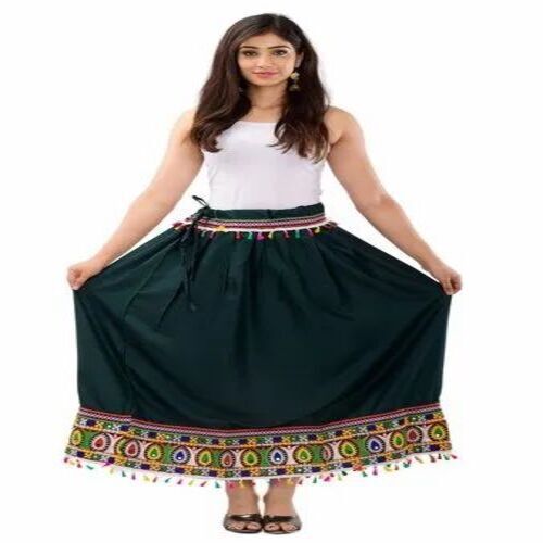 Embroidered Border Cotton Skirt By Kashish Fashion