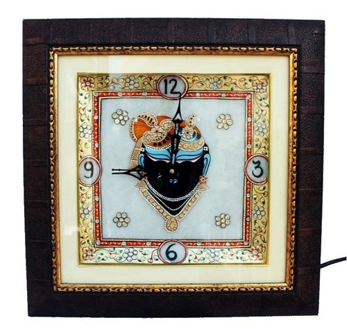 Handcrafted Wall Clock - Marble Material, 6 Inch Size, White Color | Quartz Type, Square Shape for Festivals